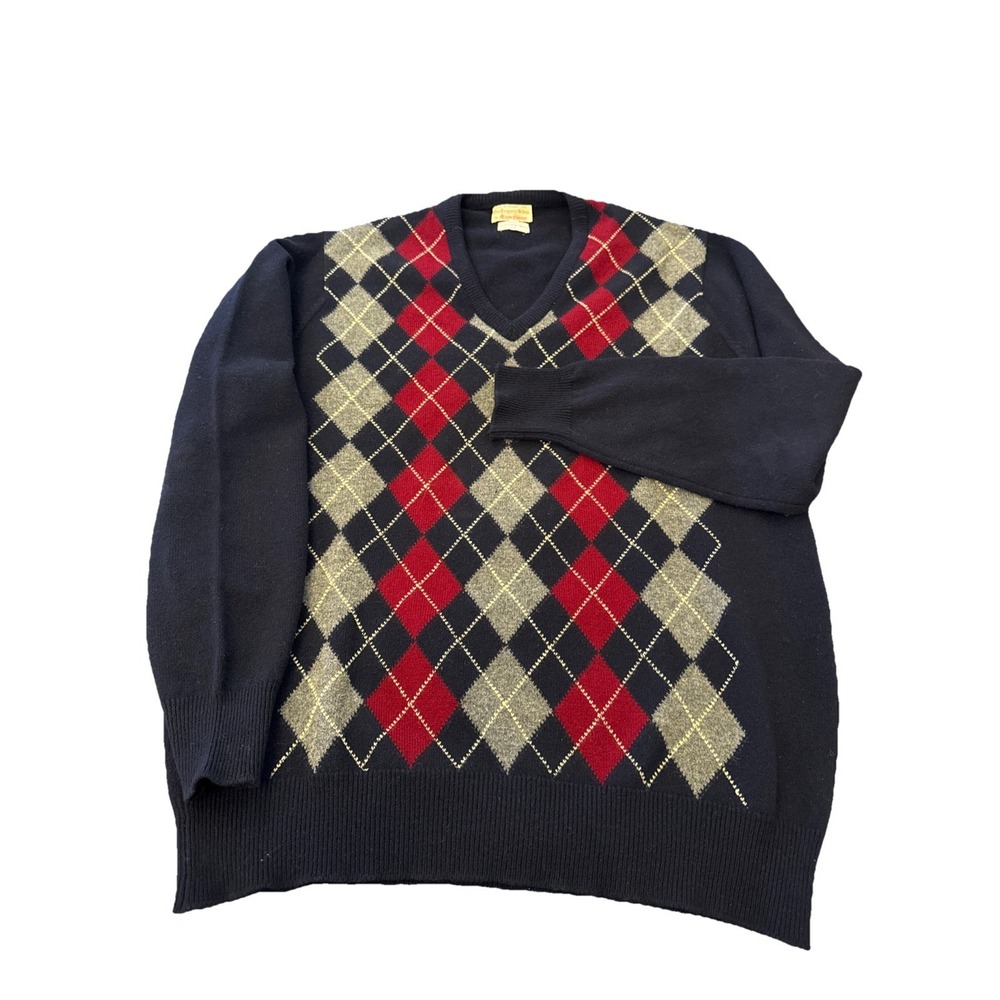 Vtg Alan Paine Argyle Sweater – 100% Pure Lambswool – Size 46– Made in England